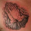 sf tattoo 22, san francisco tattoo 22, praying hands, black and grey 